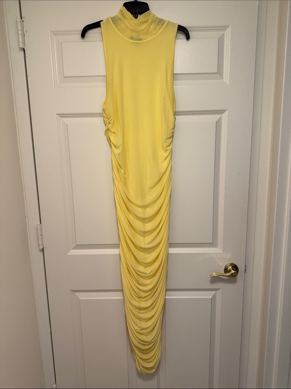 AFRM Yellow Sleeveless Ruched Maxi Dress